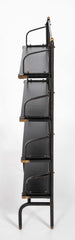 A Jacques Adnet Stitched Black Leather Covered Small Bookcase