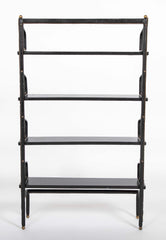 A Jacques Adnet Stitched Black Leather Covered Small Bookcase