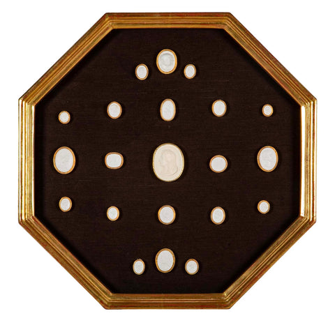 Set of 10 Octagonally Framed Italian Grand Tour Plaster Intaglios