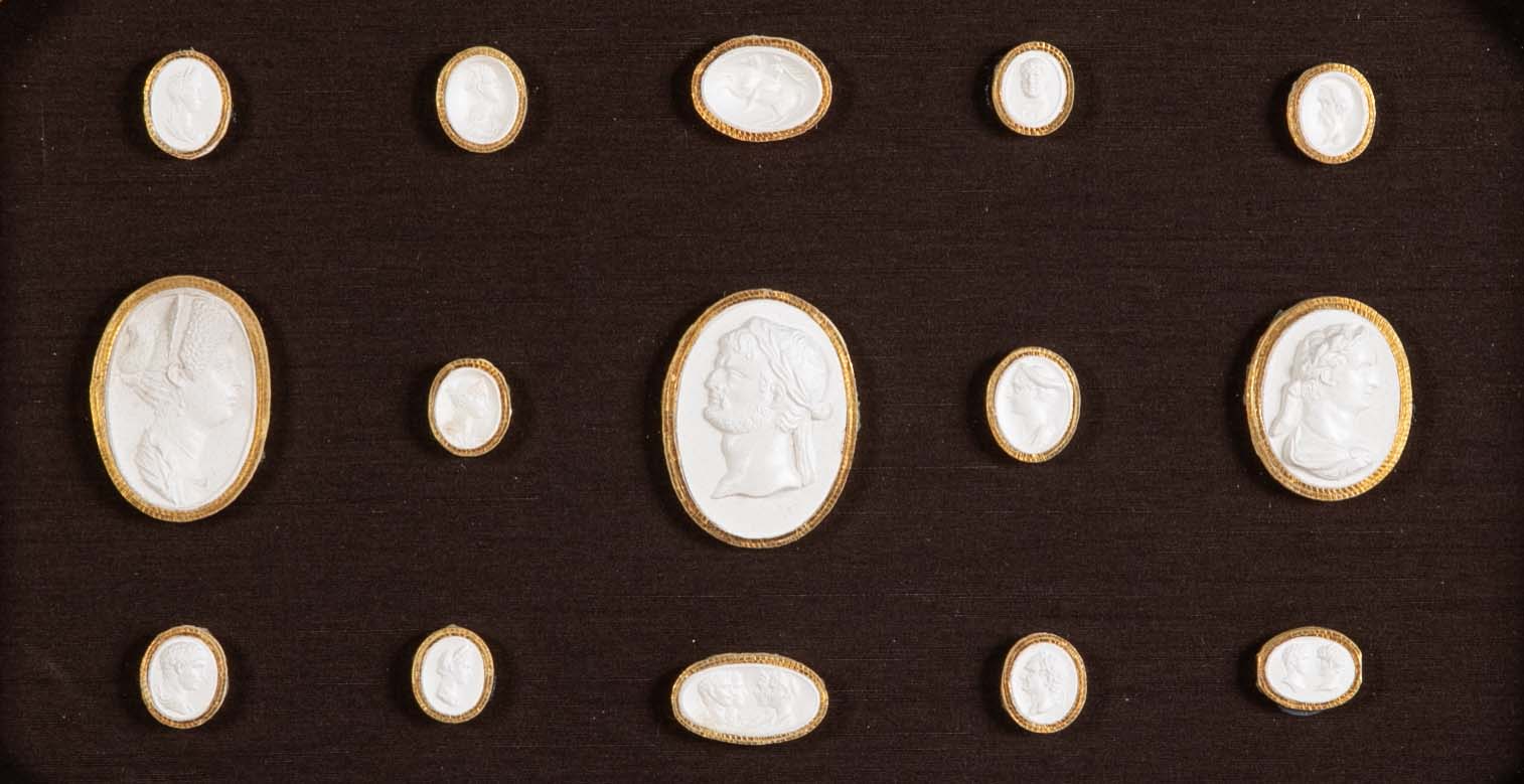 Octagonally Framed Italian Grand Tour Plaster Intaglios