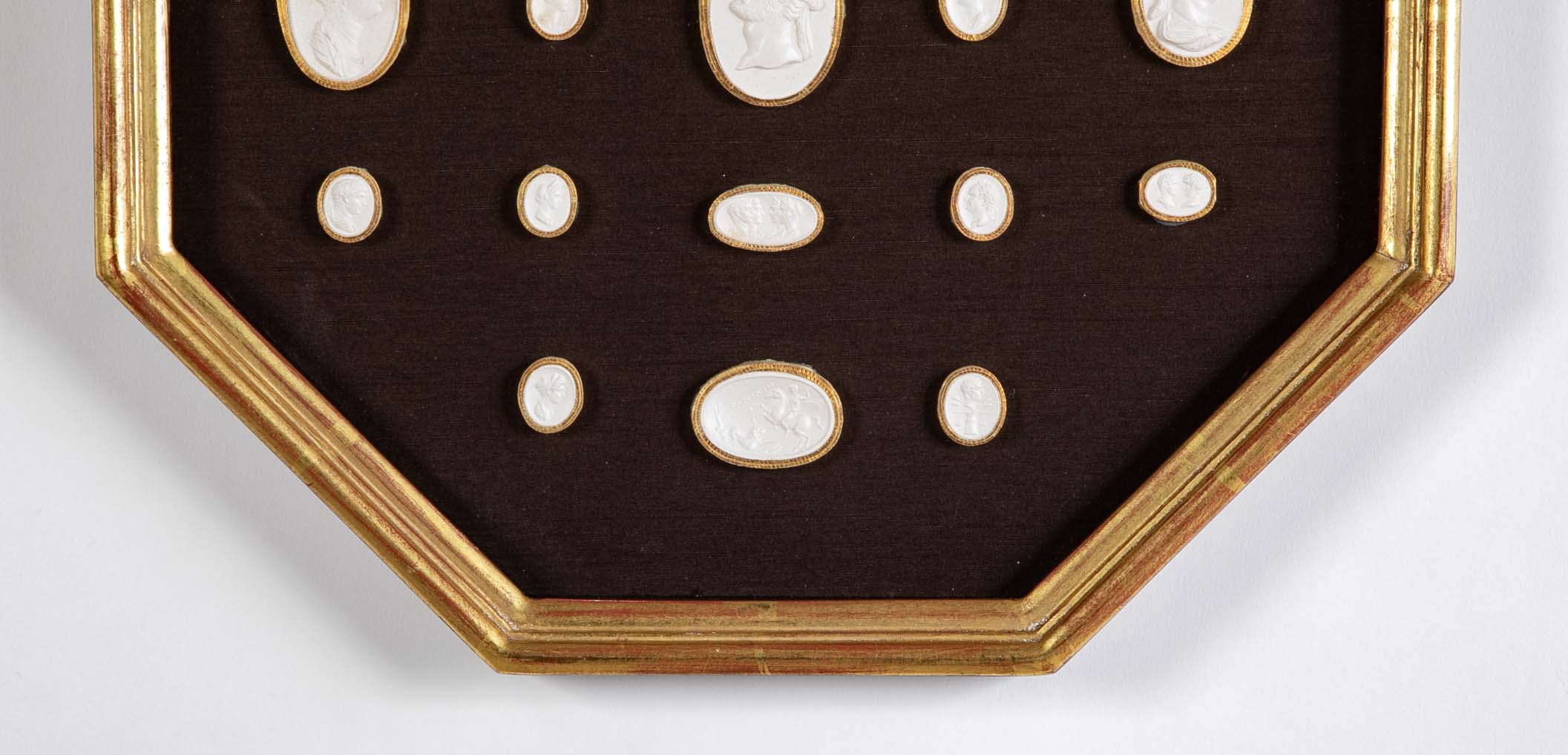 Octagonally Framed Italian Grand Tour Plaster Intaglios