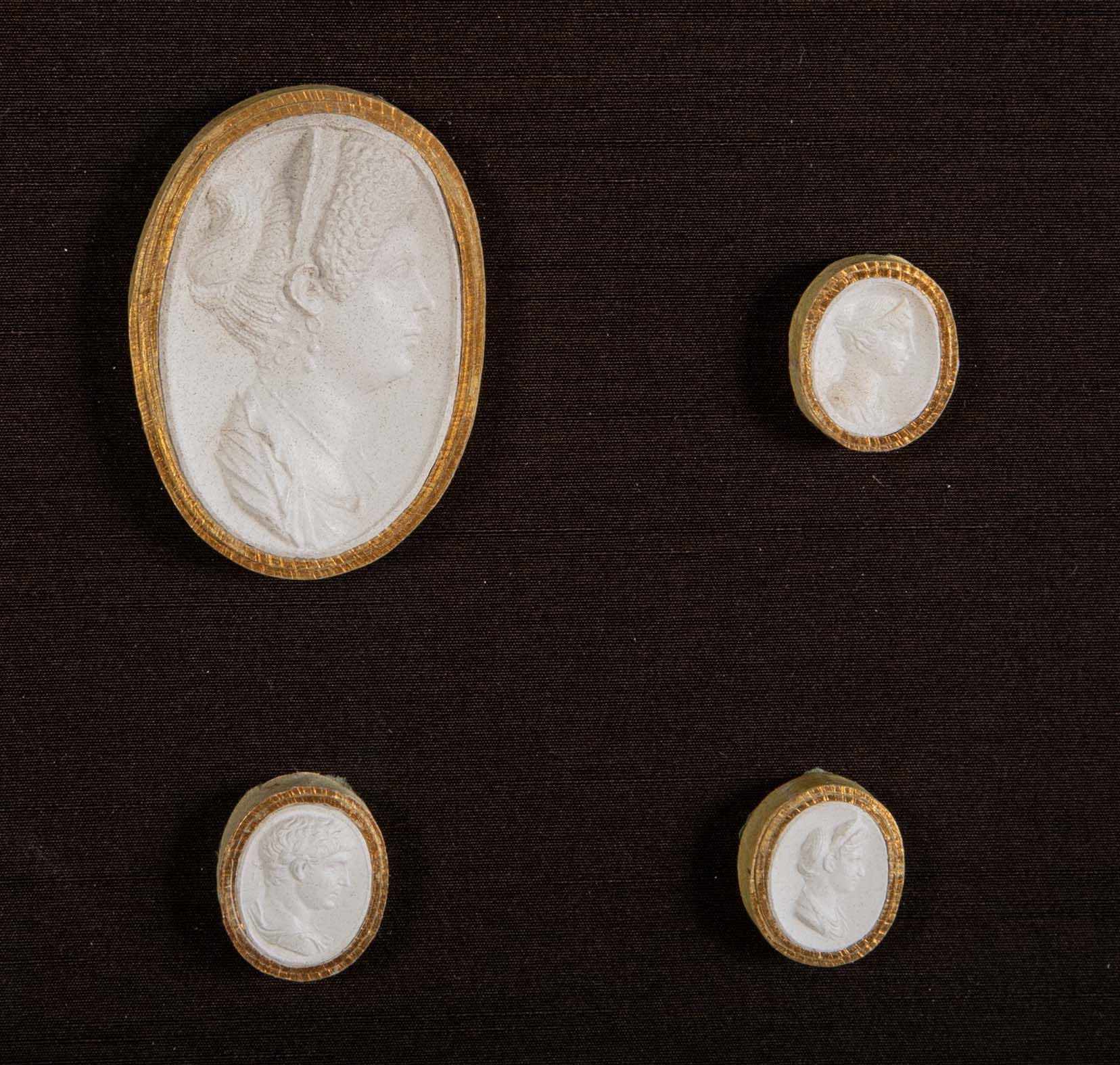 Octagonally Framed Italian Grand Tour Plaster Intaglios