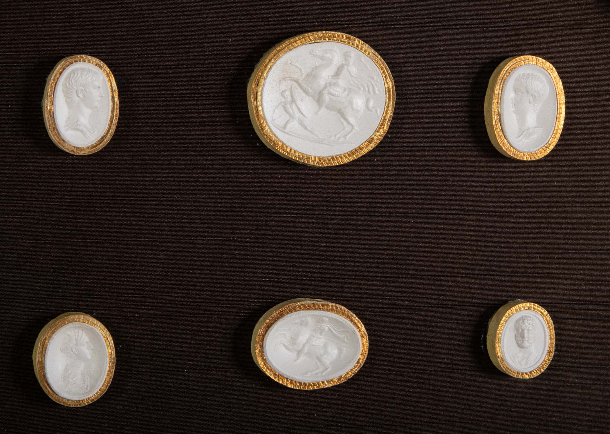 Octagonally Framed Italian Grand Tour Plaster Intaglios