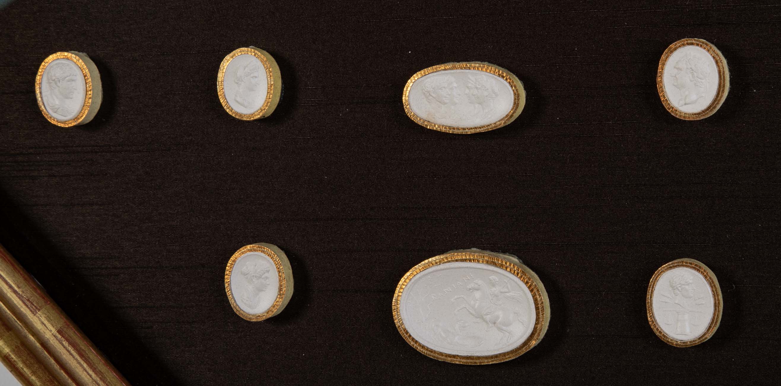 Octagonally Framed Italian Grand Tour Plaster Intaglios