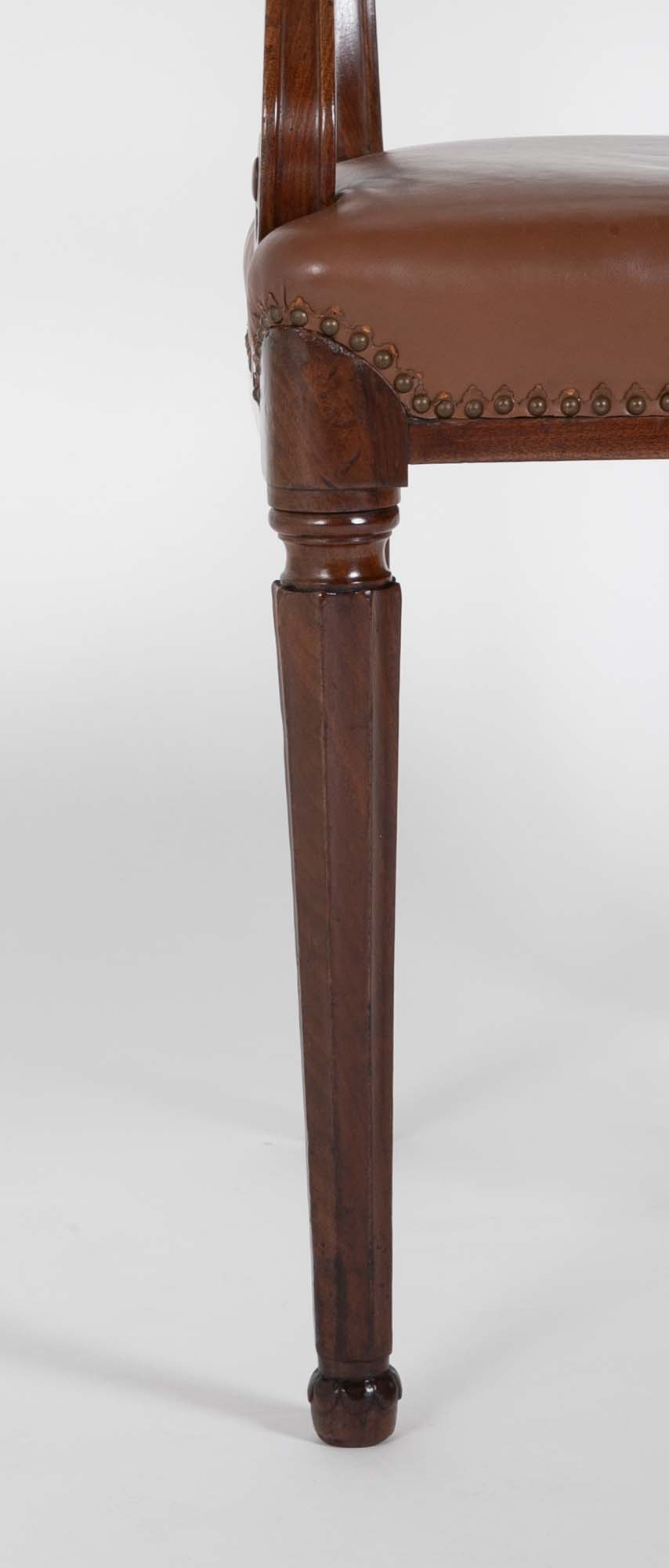 Regency Armchair with Brown Leather Seats and Curved Arm Supports