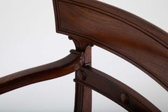 Regency Armchair with Brown Leather Seats and Curved Arm Supports