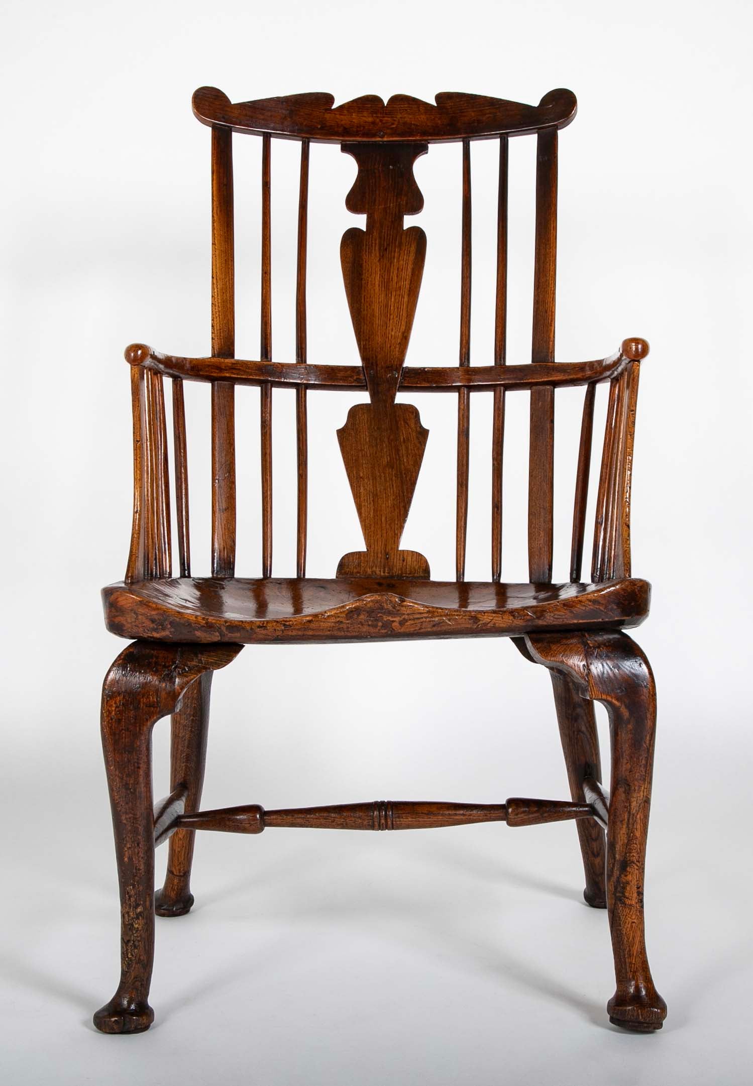English Highback Windsor Armchair in Elm, Oak, and Yew
