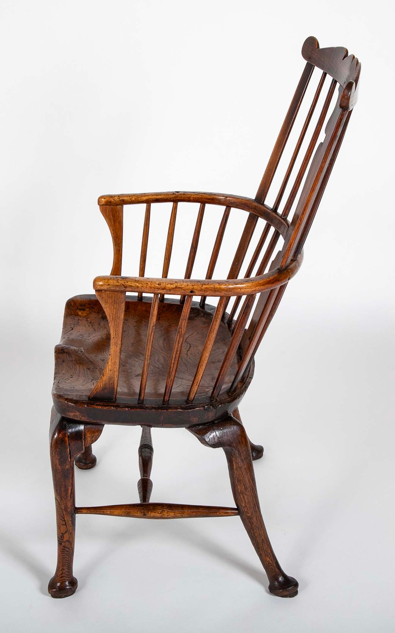English Highback Windsor Armchair in Elm, Oak, and Yew