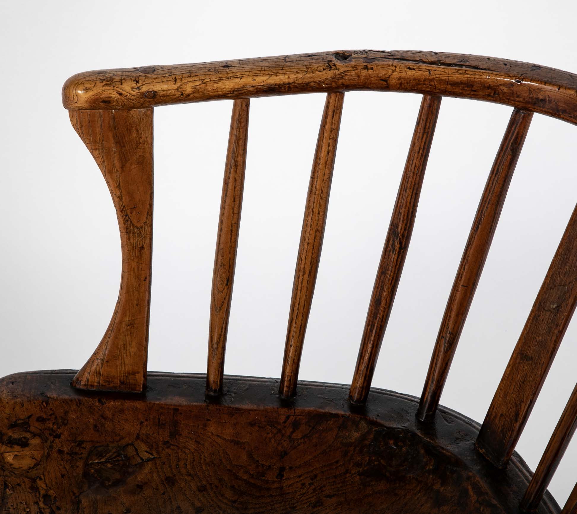 English Highback Windsor Armchair in Elm, Oak, and Yew