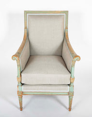 French Green Painted Louis XVI Style Armchair