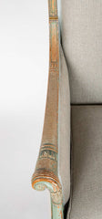 French Green Painted Louis XVI Style Armchair