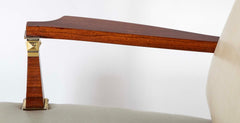 Lucien Rollin Macassar and Ebony Armchair Upholstered in Leather