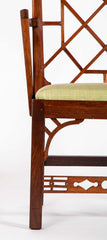 Pair Of Chinese Chippendale Mahogany Arm Chairs