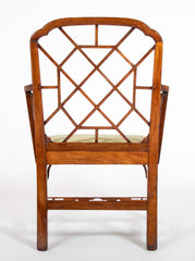Pair Of Chinese Chippendale Mahogany Arm Chairs