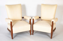 Pair of Mahogany Open Armchairs Attributed to Dominique