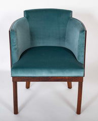 A French Barrel Shape "Gondola" Armchair in Wood Veneer