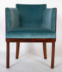 A French Barrel Shape "Gondola" Armchair in Wood Veneer