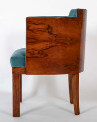 A French Barrel Shape "Gondola" Armchair in Wood Veneer