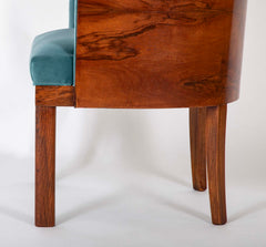 A French Barrel Shape "Gondola" Armchair in Wood Veneer