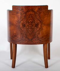 A French Barrel Shape "Gondola" Armchair in Wood Veneer