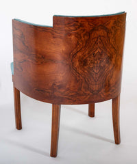A French Barrel Shape "Gondola" Armchair in Wood Veneer