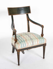 French Early 19th Century Gilt and Green Painted Directoire Armchair