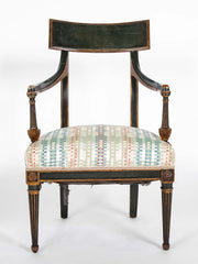French Early 19th Century Gilt and Green Painted Directoire Armchair