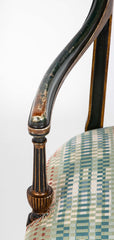 French Early 19th Century Gilt and Green Painted Directoire Armchair