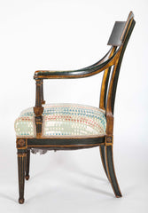 French Early 19th Century Gilt and Green Painted Directoire Armchair