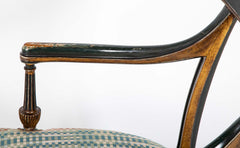 French Early 19th Century Gilt and Green Painted Directoire Armchair