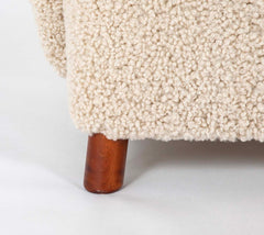 Pair of Danish Sheepskin Chairs in the Manner of Fritz Hansen