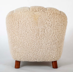 Pair of Danish Sheepskin Chairs in the Manner of Fritz Hansen