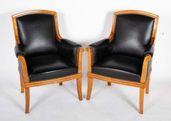 Pair of Oak Armchairs by Louis Sue for Lazard Freres Banque