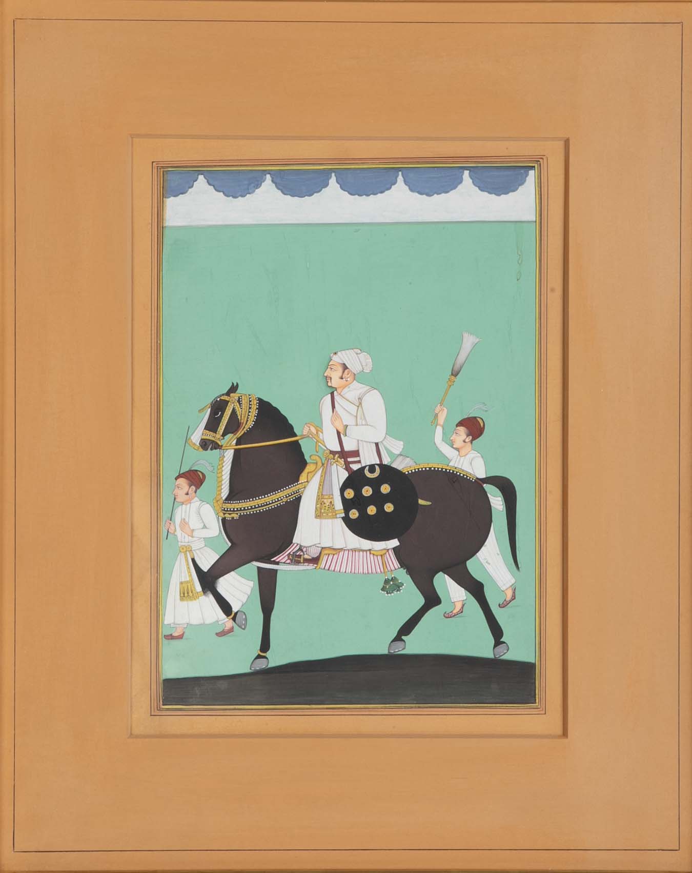 Jodhpur School Portrait of an Indian Prince with Two Attendants