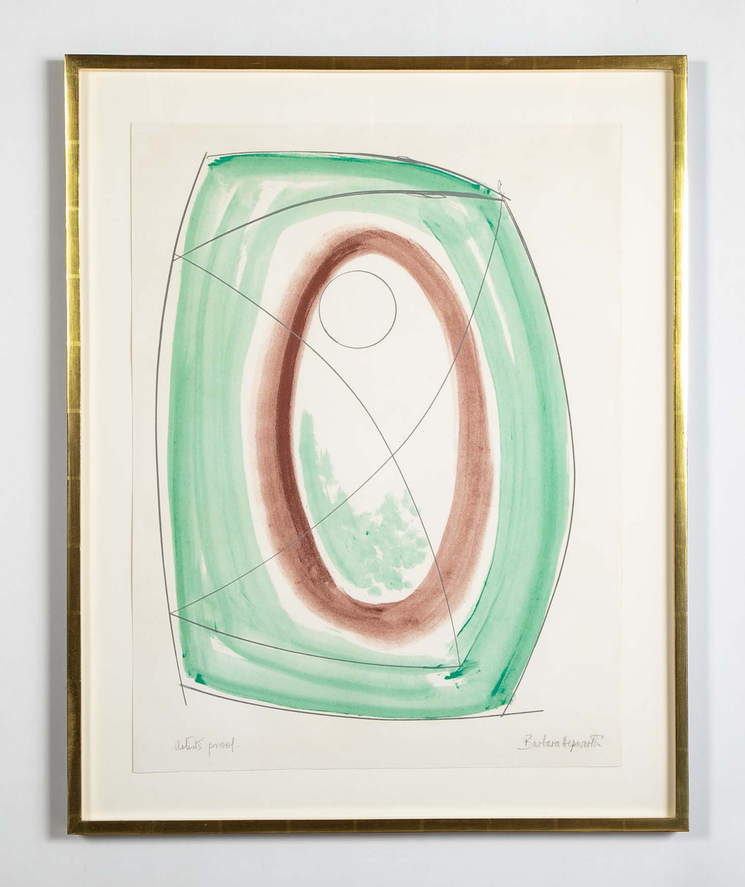 "November Green - Opposing Forms" Serigraph in Colors by J. Barbara Hepworth