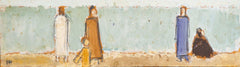 Johannes Hofmeister "Figures by the Ocean" Pencil & Oil on Compoboard