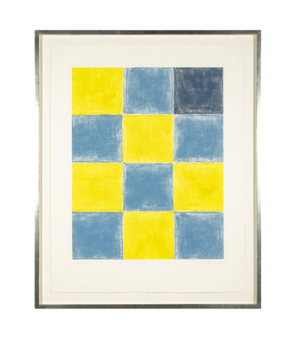 Gunther Forg Untitled Aquatint in Blue and Yellow
