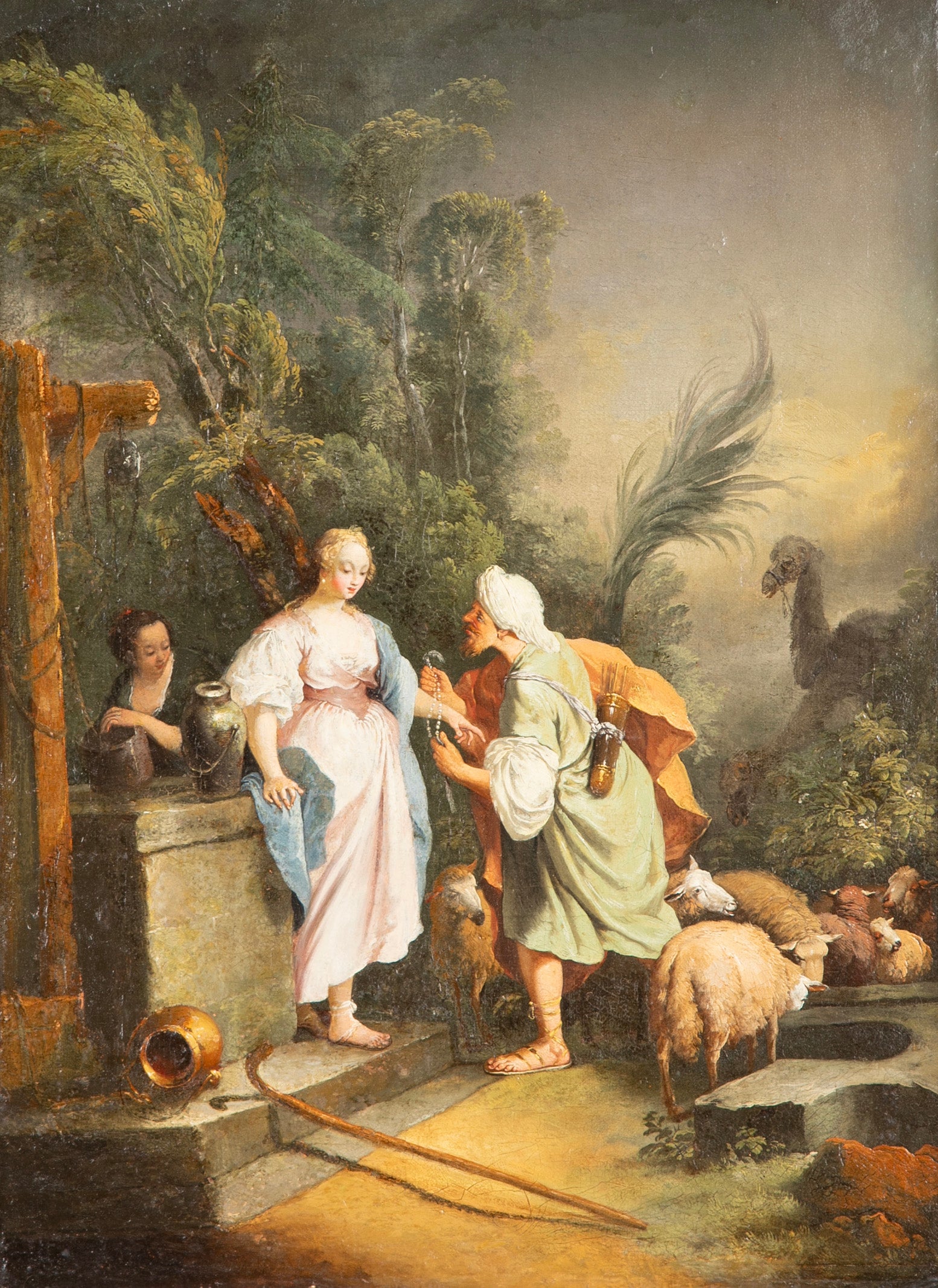 "Rebekah at the Well" a Late 19th Century French Oil on Canvas
