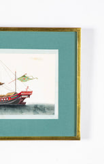 Set of 12 Gouaches of Chinese Junks and Other Vessels by Youqua