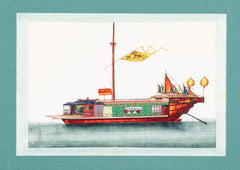 Set of 12 Gouaches of Chinese Junks and Other Vessels by Youqua