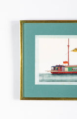 Set of 12 Gouaches of Chinese Junks and Other Vessels by Youqua