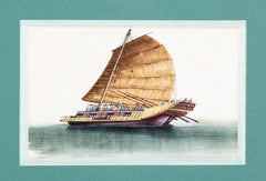 Set of 12 Gouaches of Chinese Junks and Other Vessels by Youqua