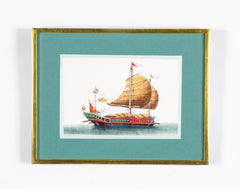 Set of 12 Gouaches of Chinese Junks and Other Vessels by Youqua