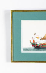 Set of 12 Gouaches of Chinese Junks and Other Vessels by Youqua