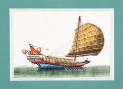 Set of 12 Gouaches of Chinese Junks and Other Vessels by Youqua