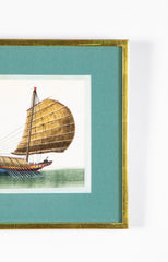 Set of 12 Gouaches of Chinese Junks and Other Vessels by Youqua