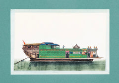 Set of 12 Gouaches of Chinese Junks and Other Vessels by Youqua