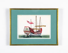 Set of 12 Gouaches of Chinese Junks and Other Vessels by Youqua