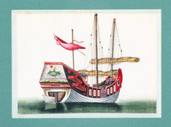 Set of 12 Gouaches of Chinese Junks and Other Vessels by Youqua