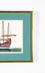 Set of 12 Gouaches of Chinese Junks and Other Vessels by Youqua